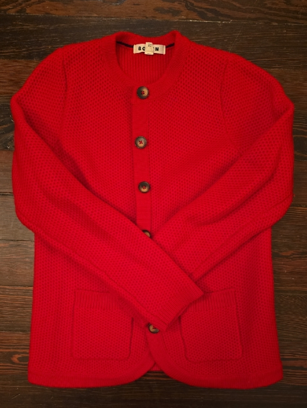 Boden Red Textured Knit Cardigan - Picture 6 of 7